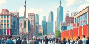 Oraș plin de viață influențat de deciziile politice.