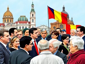 Lideri politici români discutând într-un cadru vibrant.
