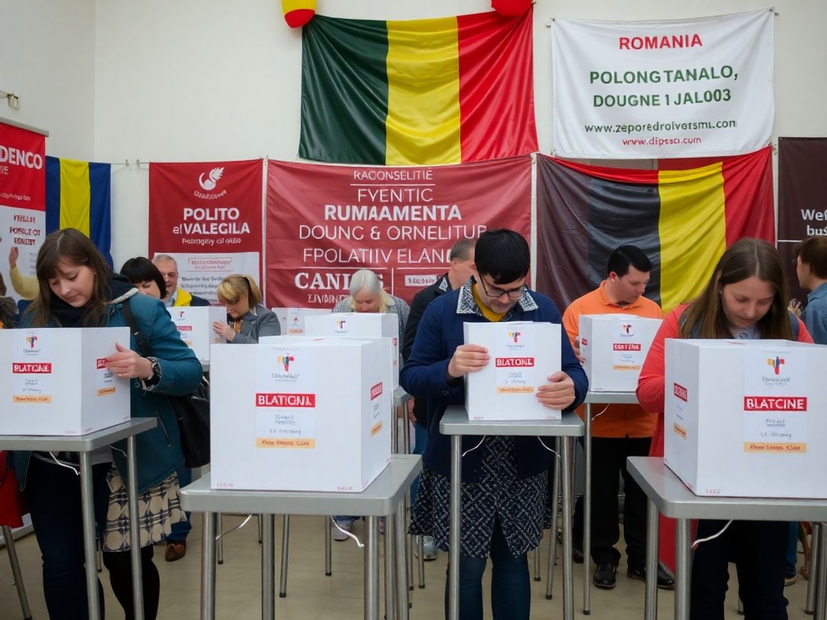 Votanti la o secție de votare din România.